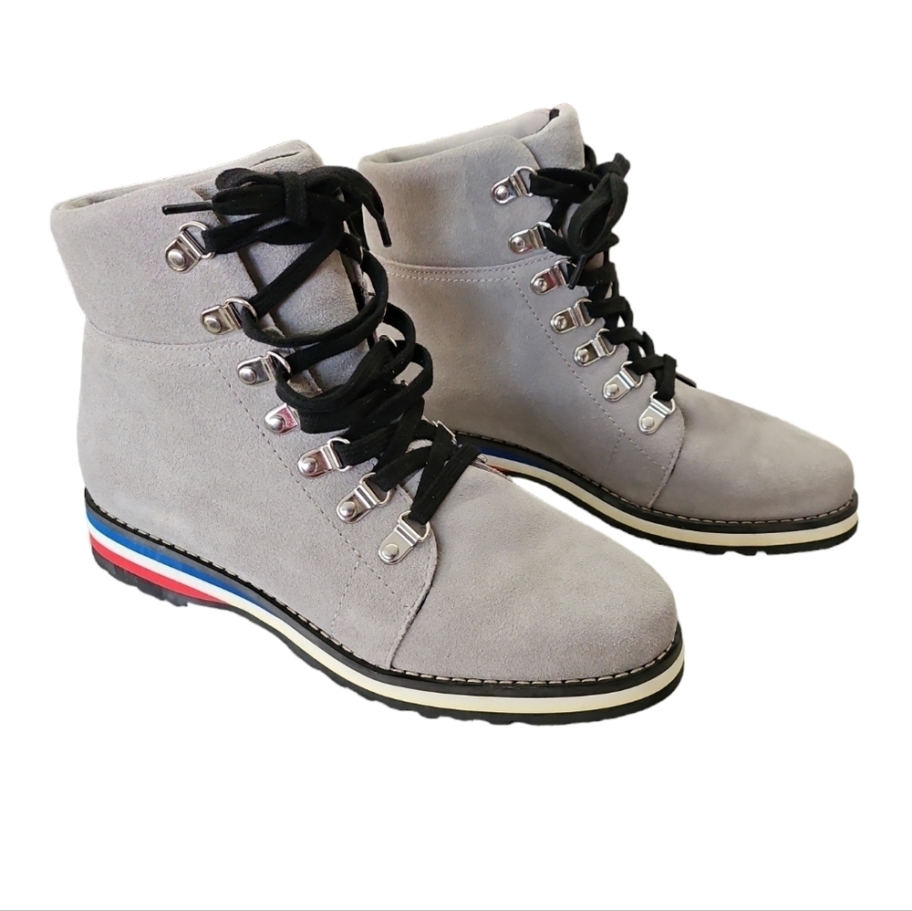 Aqua College Suede Leather Upper Grey Waterproof Lace-up Boots Size 8.5